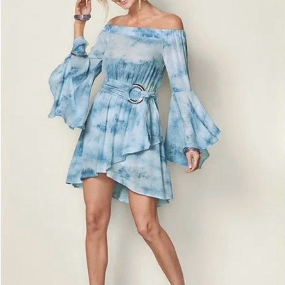 Blue Tie-Dye Flowy Dress